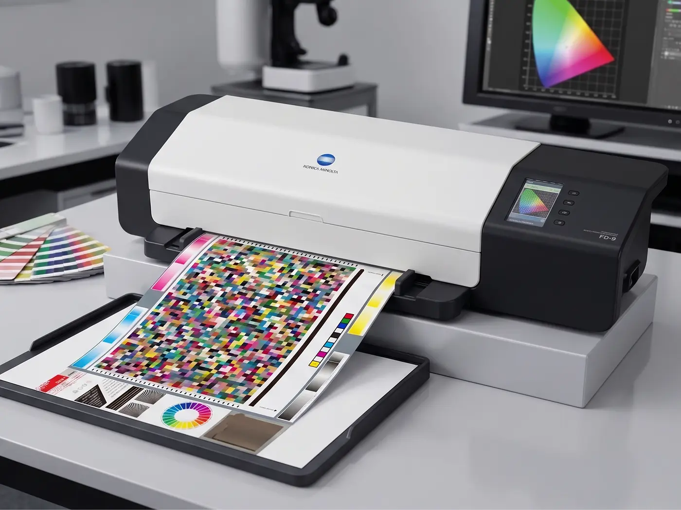 Espectrofotómetro profesional Konica Minolta FD-9 para medir cartas de color impresas